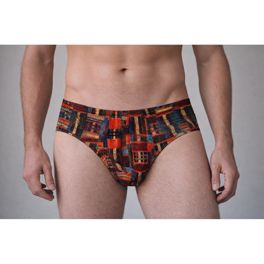 Cosabella Mens Briefs Multi Color Geometric‎ Mosaic Print Low Rise Underwear NEW
